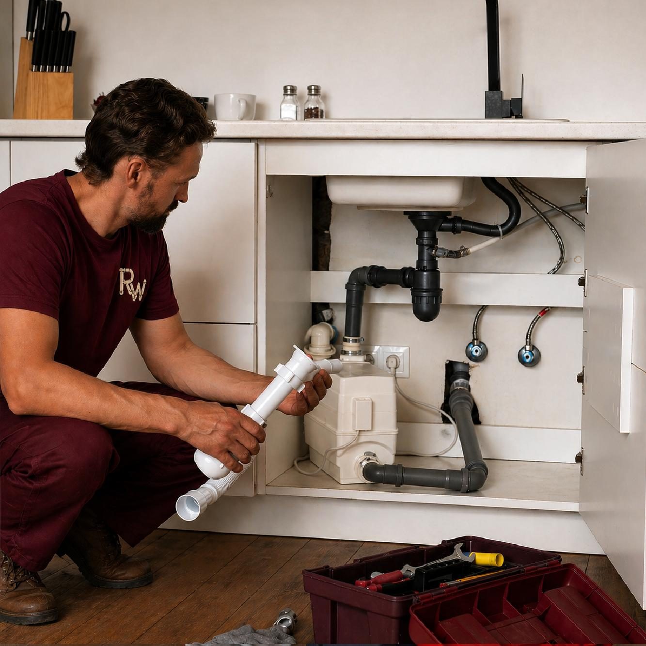 Plumbing professional doing his job