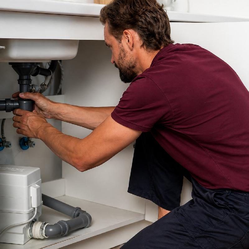 Plumber repairing a bathroom sink and fixing plumbing issues